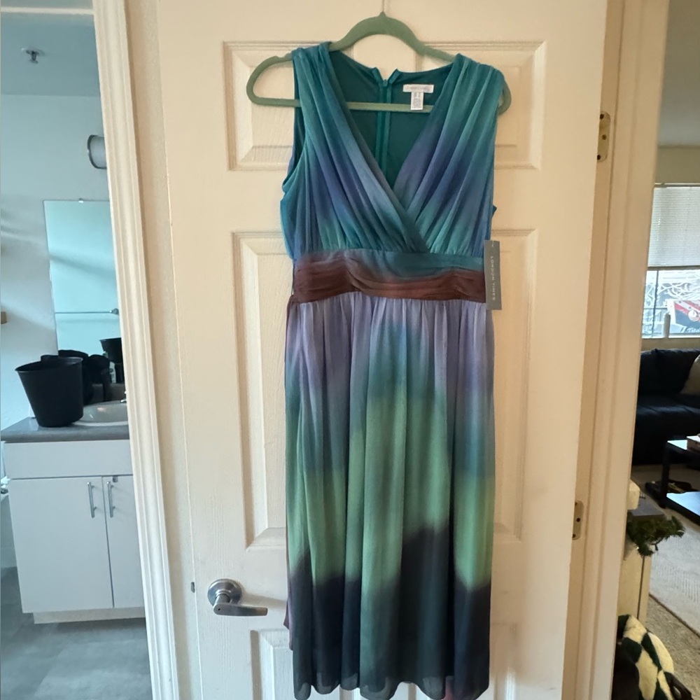 London Times Blue and Green Ombre Midi Dress